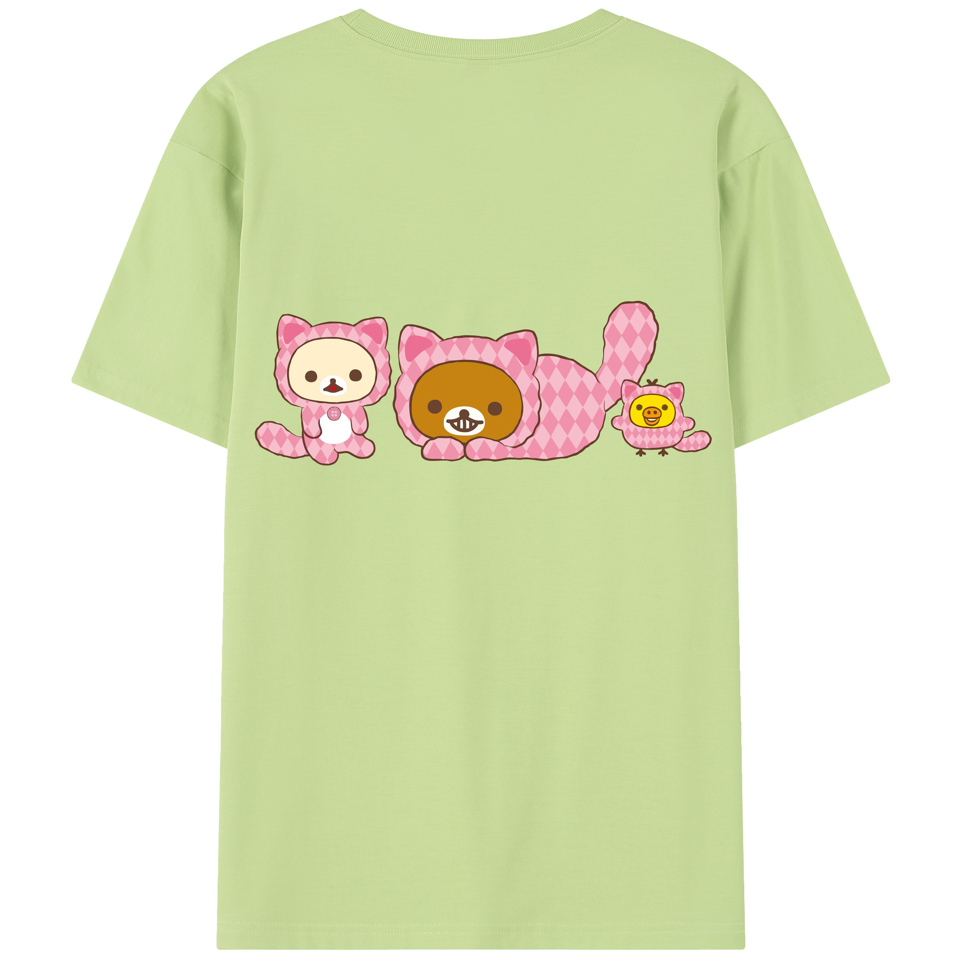 （画像用） リラックマ リラックマ キイロイトリ Rilakkuma Korilakkuma Kiiroitori 綿100％半袖Tシャツ（背面プリント）